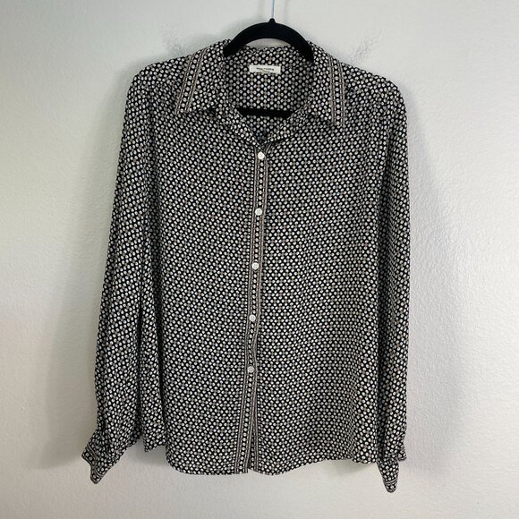 Max Studio Womens Large Geometric Button Up Shirt Long Sleeve Blouse Top - Picture 7 of 10